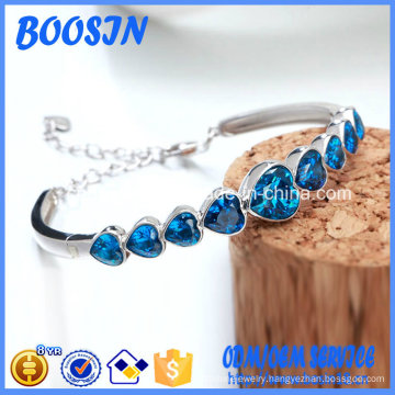 Fashion Sapphire Crystal Heart Bangle